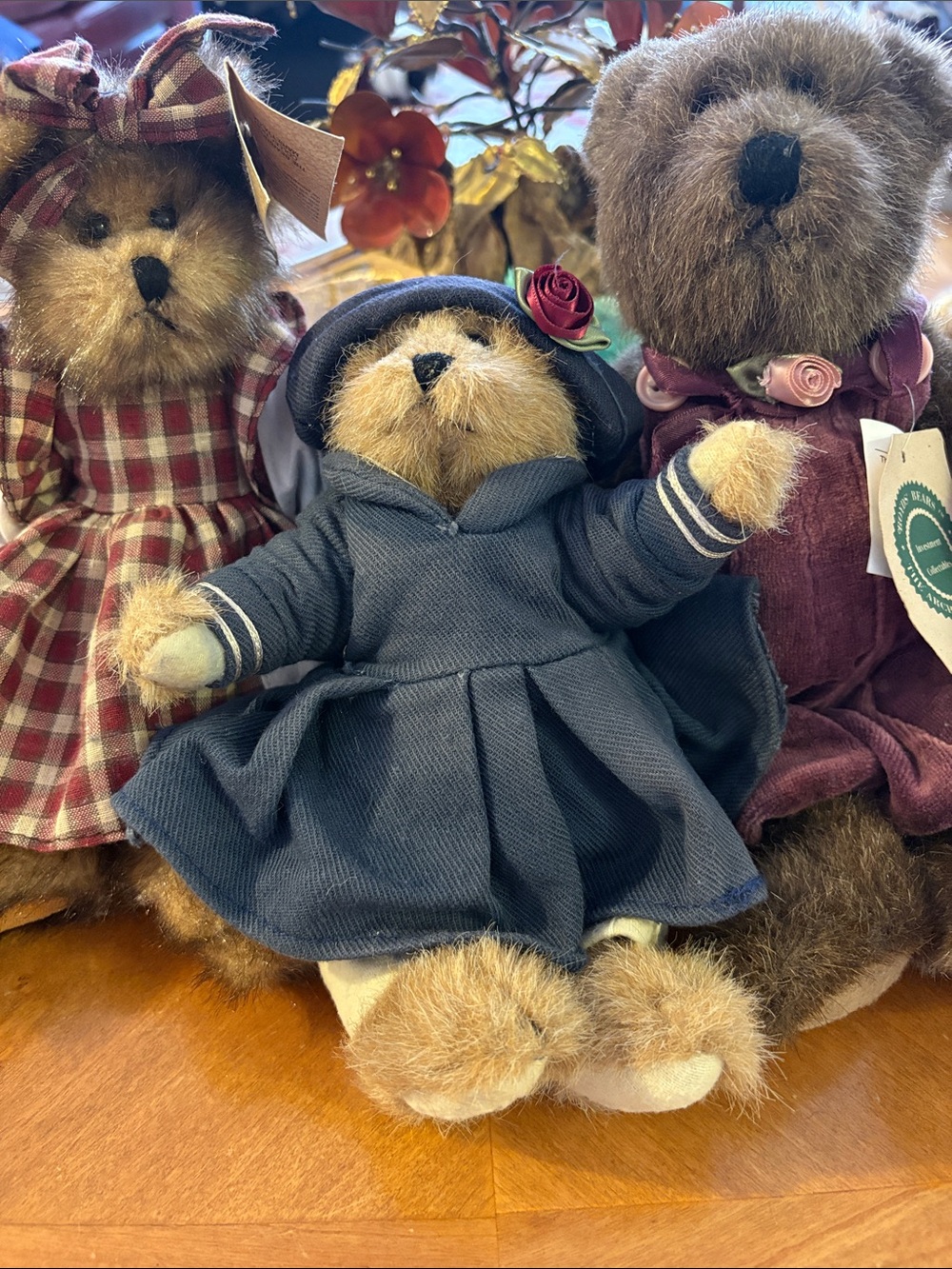 Plush Teddy Bear Set in Navy Dress with Rose Accent - Kids Stuffed Animal